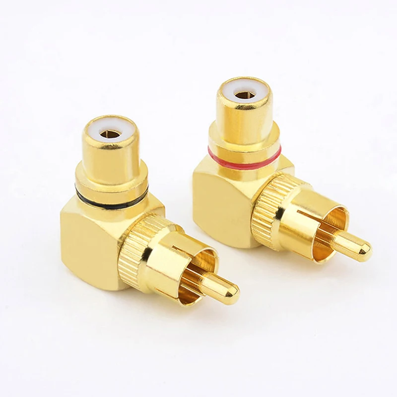 Adaptador de loto RCA de cobre puro, 2 uds., macho a hembra, ángulo recto, enchufe de 90 grados, cable de audio AV lotus macho a hembra, codo L - imagen 3