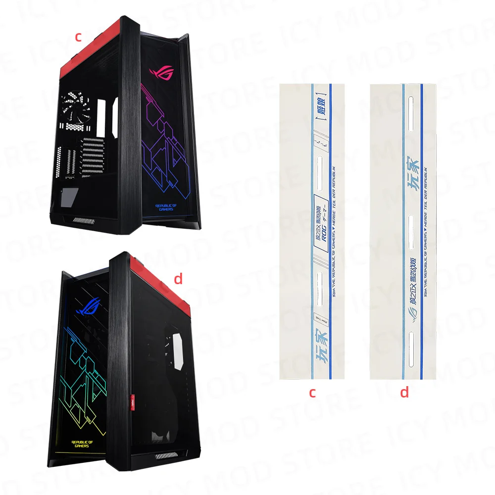 ROG-pegatinas de tela Helios GX601, Funda de cuero personalizada, cubierta de ante ASUS Strix, marco de chasis, cubierta abatible, decoración, MOD, 4 Uds. - imagen 4