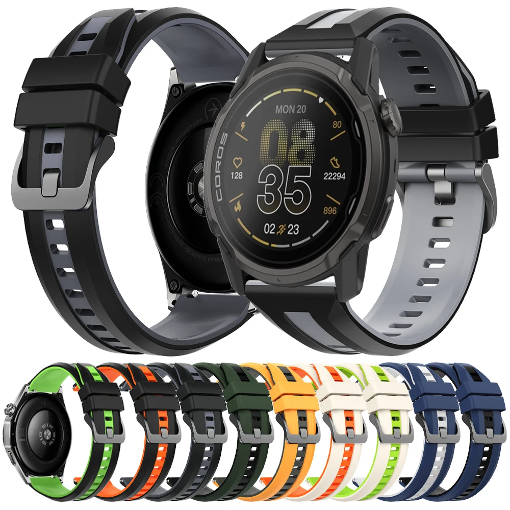 Nueva pulsera deportiva de silicona de dos tonos de 22mm para COROS APEX 46mm 2 Pro/PACE Pro 3 correa suave de repuesto para COROS APEX 4 banda de 42mm