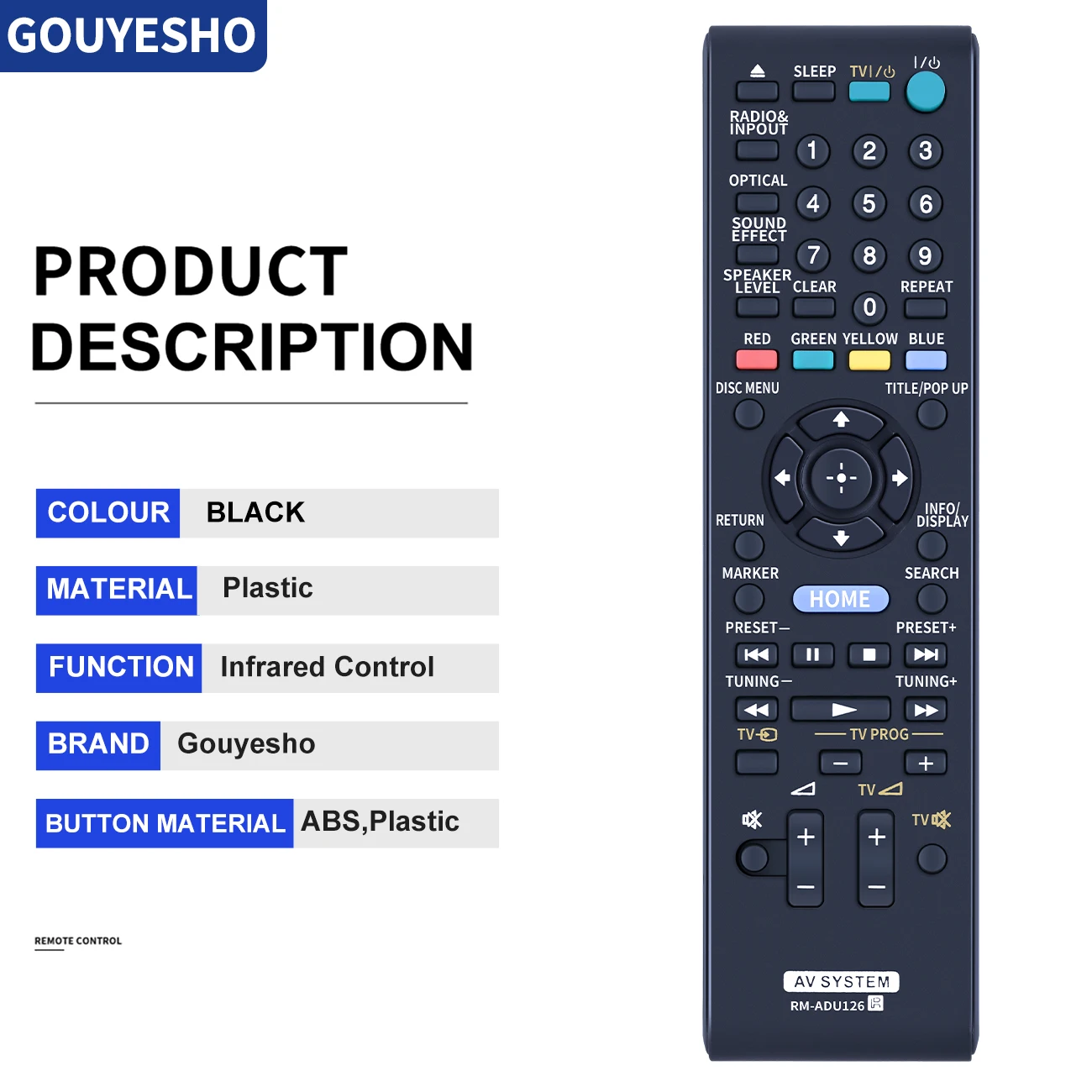 Mando a distancia RM-ADU126 para Sony AV System, barra de sonido para cine en casa, BDV-B1, HBD-B1 - imagen 5