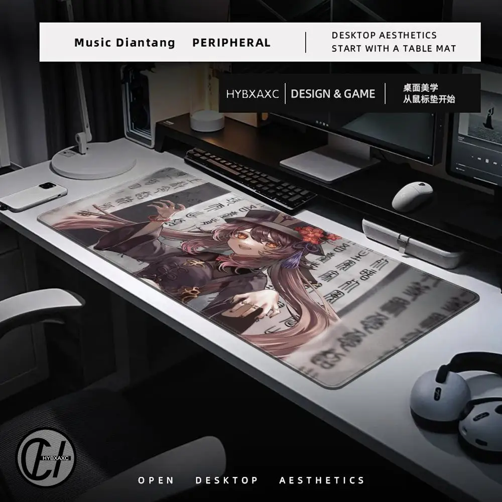 Alfombrilla de ratón de impacto Hu Tao Genshin, alfombrilla de ratón de Anime de dibujos animados de piel personalizada, alfombrillas de teclado, alfombrilla de escritorio, accesorios de dormitorio para niñas - imagen 3