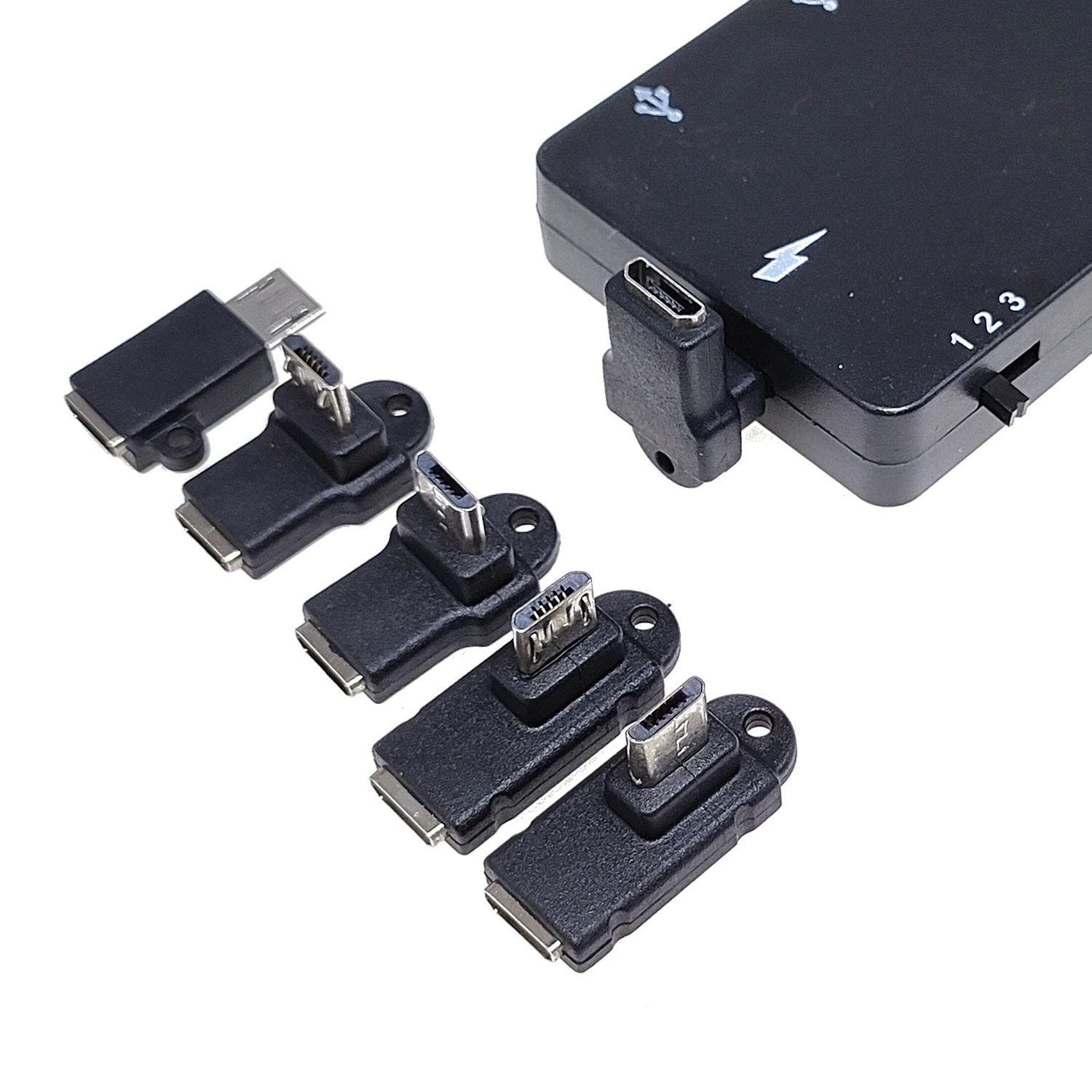 Small port microUSB adapter from left to right 90 male female elbow charging data expansion cable for tabletsnand Android phones - imagen 4