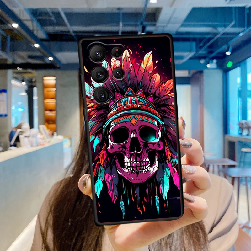 Funda de teléfono negra con calavera terrorífica, Ghost Cool para Samsung Galaxy S24, S23, S22, S21, S20 FE, S10, S10E Plus, Ultra Pro Lite, 5G - imagen 4