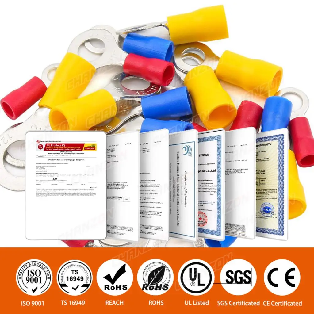 60/210 Uds Rv1.25 Rv2 Rv5 Kit de conectores de Cable de engarzado de anillo aislado Cable de engarzado de cableado eléctrico Terminal de herramienta Rojo Azul Amarillo - imagen 5