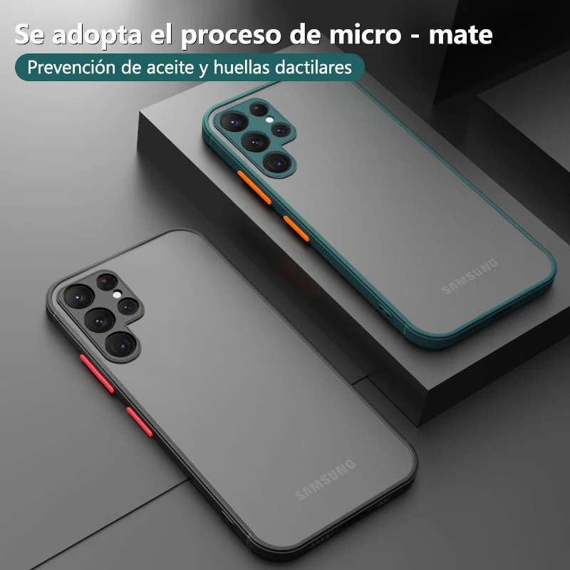 Funda de teléfono mate para Samsung Galaxy S24 S23 S22 S21 Ultra Plus A54 A34 5G Protector de lente de cámara cubierta completa suave accesorio - imagen 3