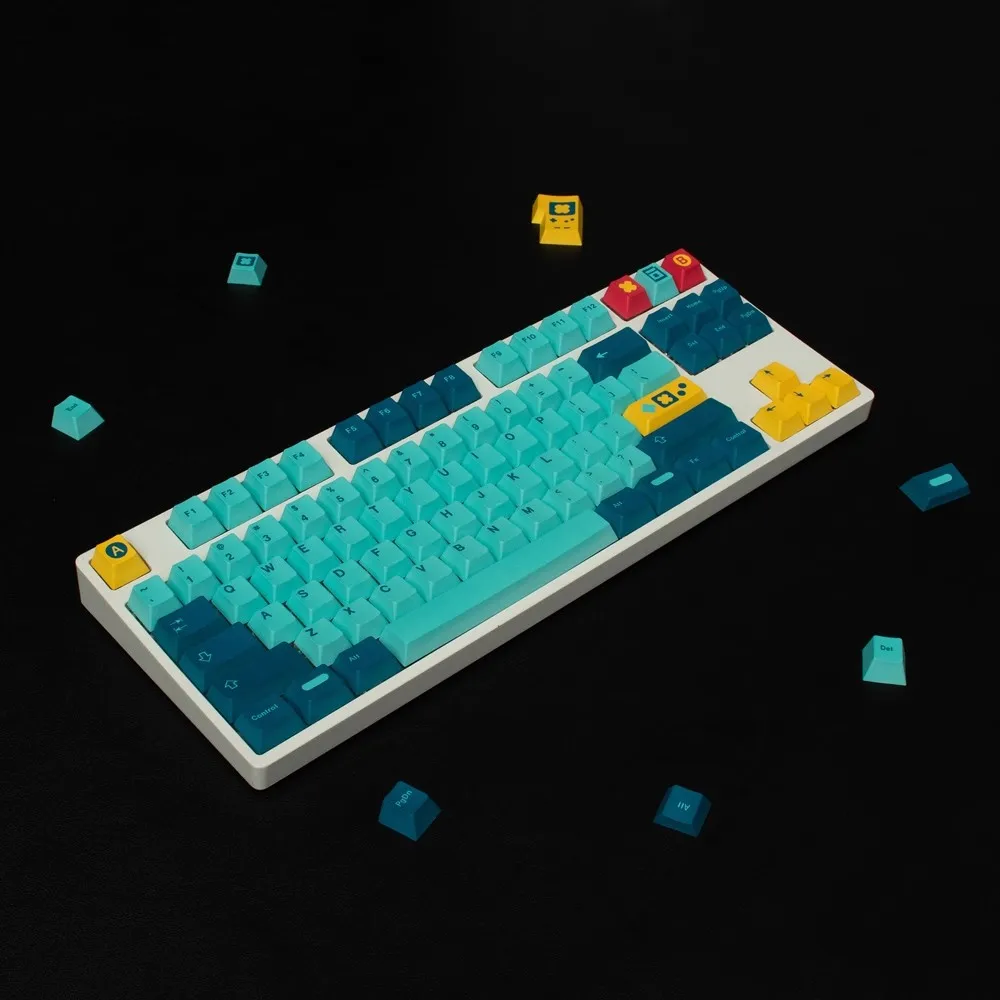 GMK-Juego de juegos Retro de 129 teclas, DYE-SUB PBT, teclas con personalidad personalizada en inglés, teclas de perfil de cereza para teclado mecánico 61/64 - imagen 5