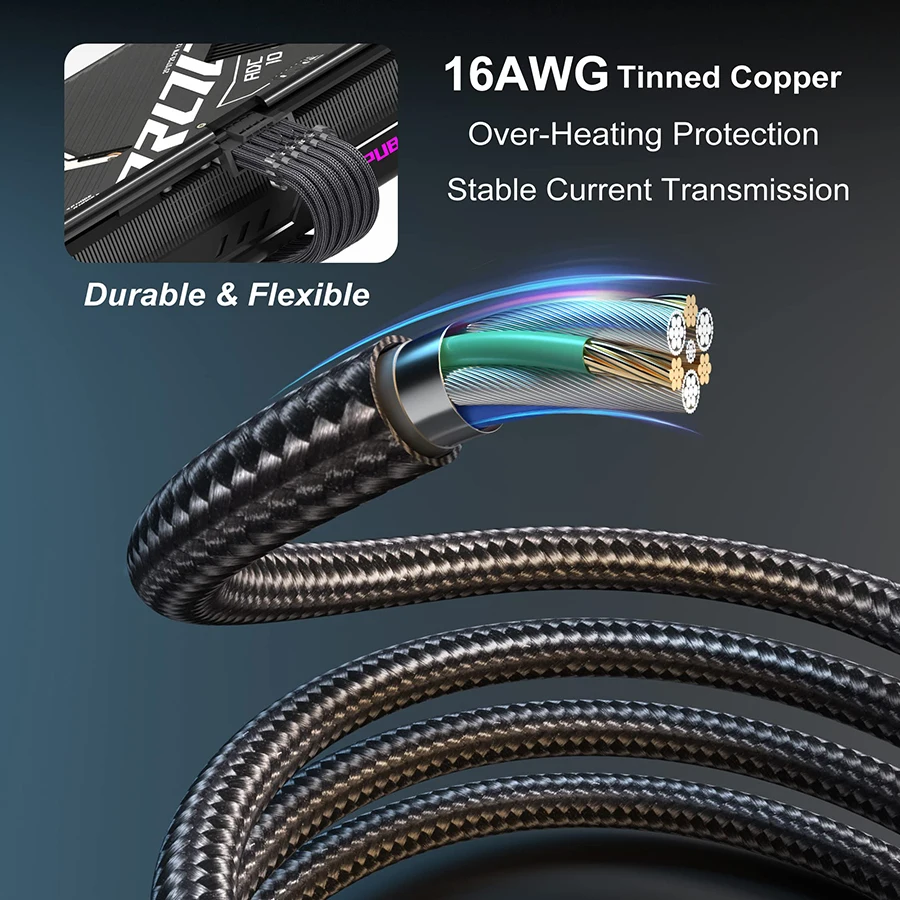 TEUCER-Cable de alimentación Modular para Geforce RTX 3090Ti 4070Ti 5,0 4080 a ATX 4090, 70cm, PCI-e 3,0, 16 pines (12 + 4), 12VHPWR, GPU - imagen 4