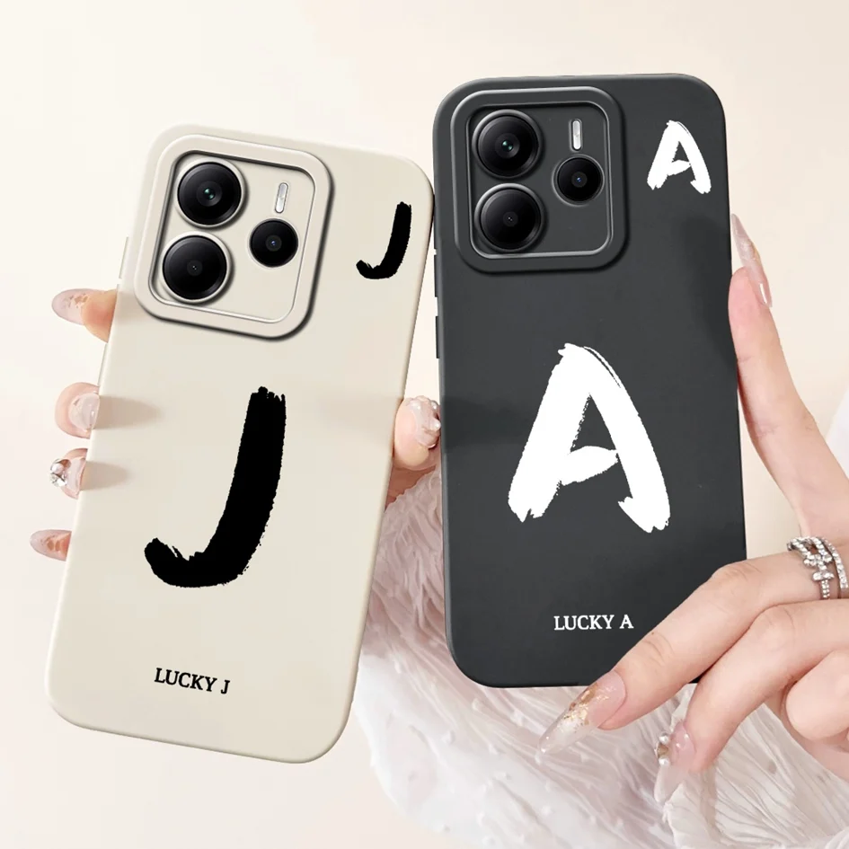 Para Xiaomi Redmi Note 14 5G funda de lujo A Z letras iniciales funda protectora de silicona suave para Redmi Note 14 4G Europa bolsa de teléfono