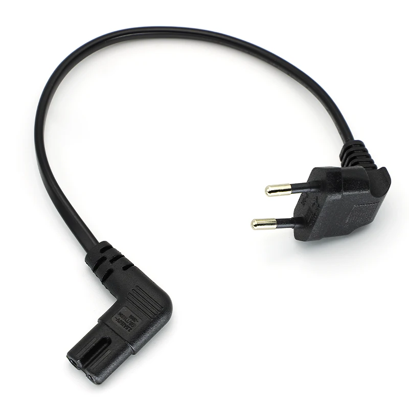 0,3 M/0,6 M/1 M/3 M 90 grados Schuko CEE7/16 Europa 2 pines macho a ángulo recto IEC 320 C7 Cable de alimentación - imagen 3
