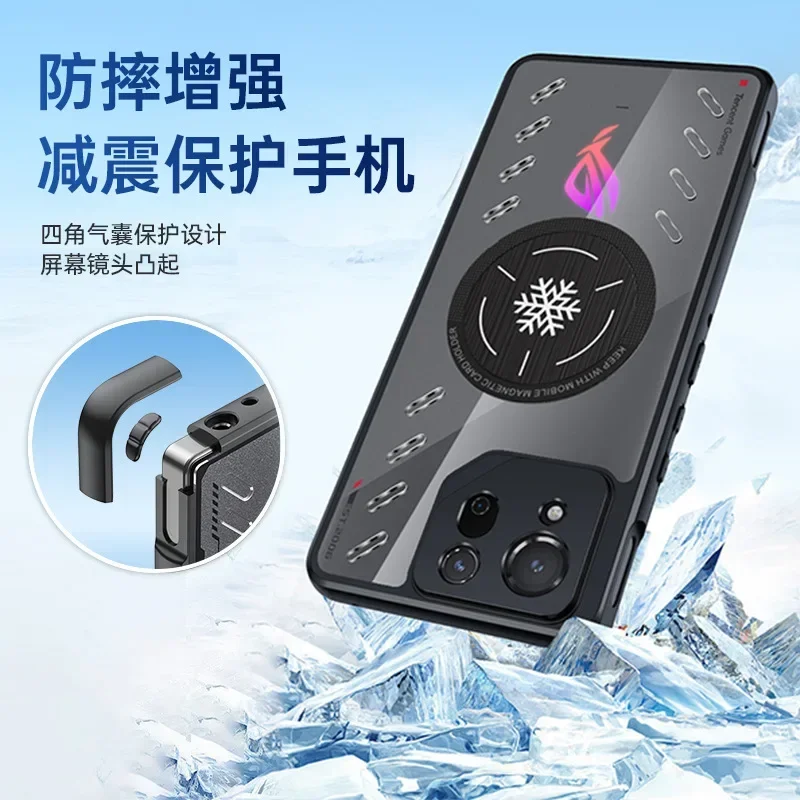 Para Asus ROG Phone 9 8 Pro funda de lujo magnética de Metal de silicona Airbag cubierta a prueba de golpes para Asus ROG Phone 7 6 Pro 6 6D Shell - imagen 3