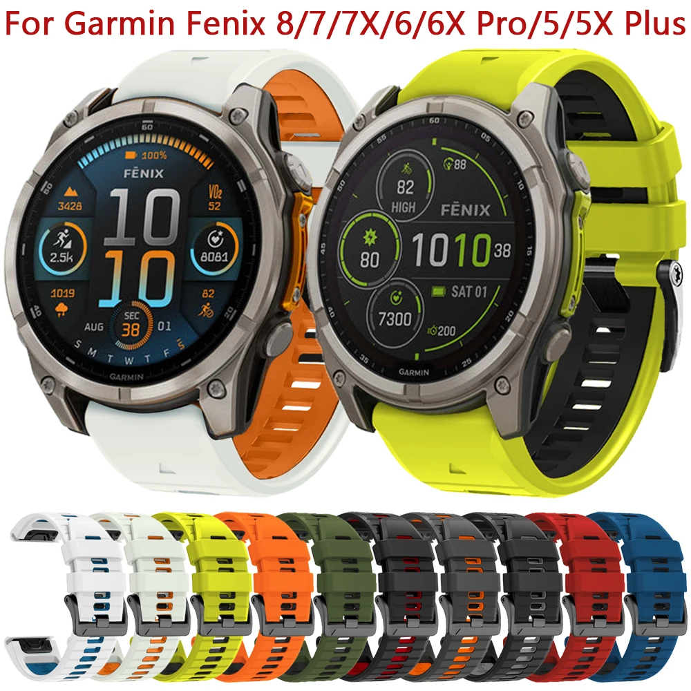 Banda de ajuste rápido 22mm 26mm para Garmin Fenix 8 E 47mm 51mm/7X/7/6X/6 Pro/5X/5 Plus/Epix Gen 2 correa de repuesto pulsera de silicona