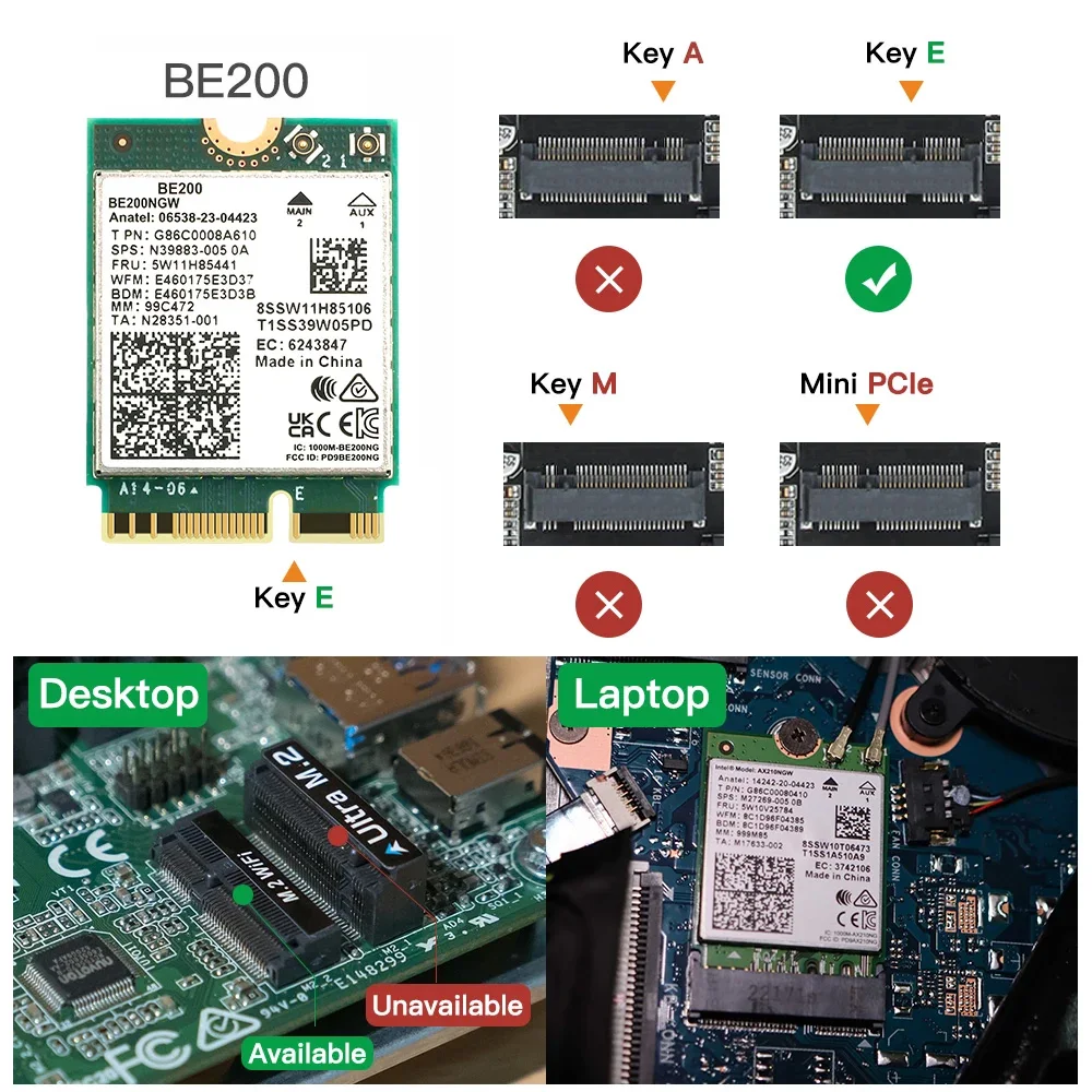 Adaptador WiFi 7 Intel BE200 – Bluetooth 5.4 Tri Banda 8774Mbps - imagen 4