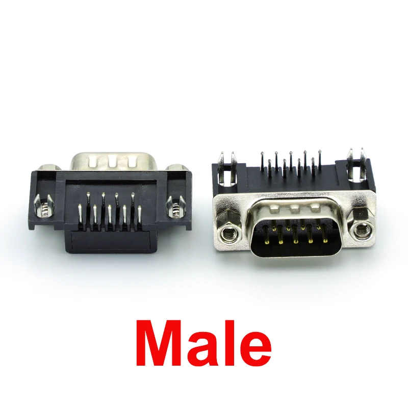 2-10 Uds DB9 hembra macho PCB montaje d-sub 9 pines PCB conector RS232 aguja doblada de 90 grados DR9 - imagen 4