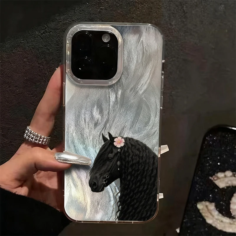 Funda con diseño de caballos galopantes y flores para Samsung Galaxy S25 Ultra, funda S24 FE S23 Plus S22 A16 A26 A36 A56 A55 A54 A53