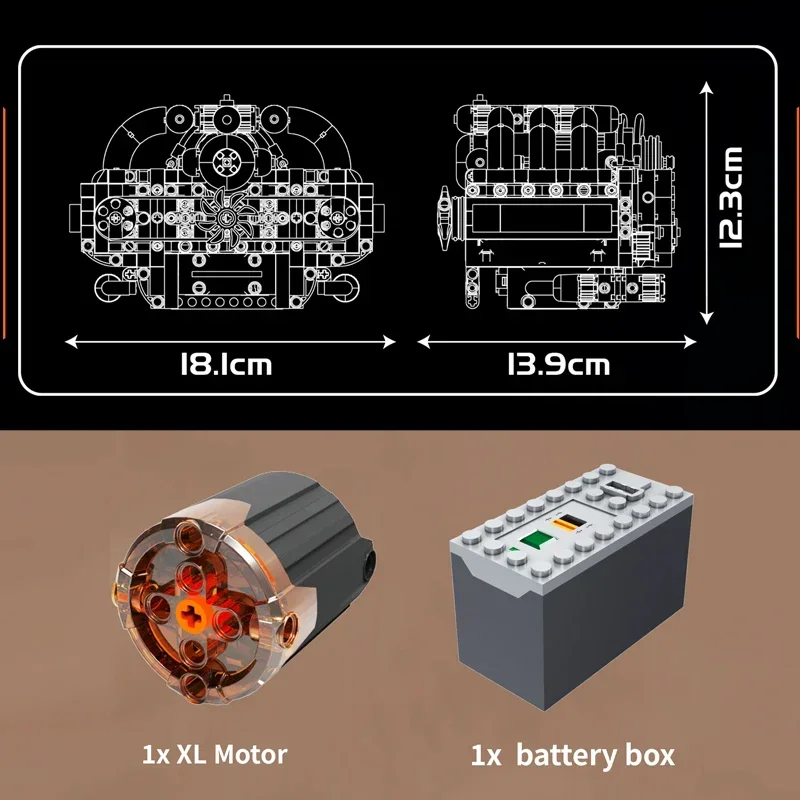 Mould King 10193 bloques de motor opuestos horizontalmente motor Boxer bloques de construcción piezas de coche técnico Juguetes - imagen 5