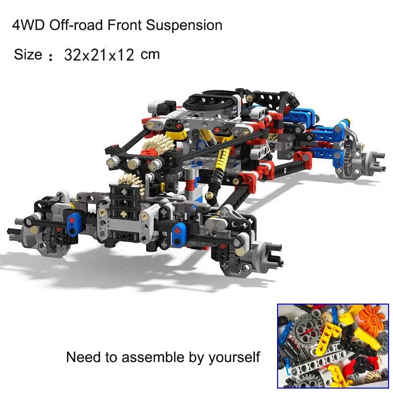 Sistema de suspensión delantera todoterreno para coche de escalada 4WD, kits de piezas MOC 23798 15038 neumáticos compatibles con LEGOed - imagen 2