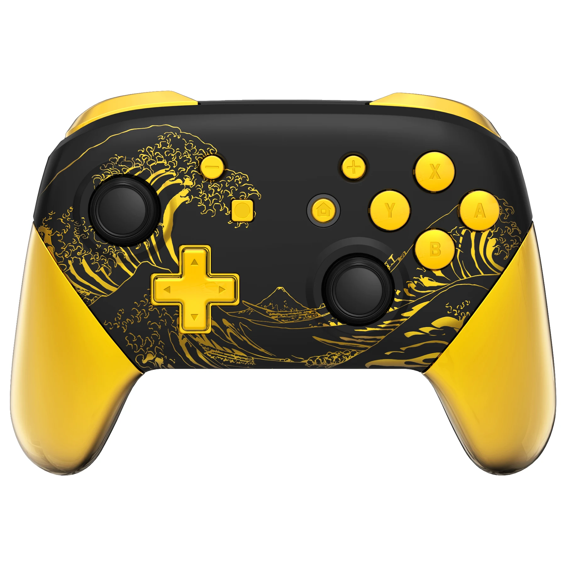 Empuñaduras de placa frontal eXtremeRate para Nintendo Switch Pro, carcasa de repuesto con botón de juego completo, The GreatGOLDENWave