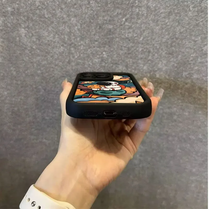 Funda de teléfono mate con dibujos de astronauta espacial para iPhone16, 15, 14, 11, 12, 13Pro Max X XS XR 7, 8Plus SE2, funda de silicona suave a prueba de golpes - imagen 5