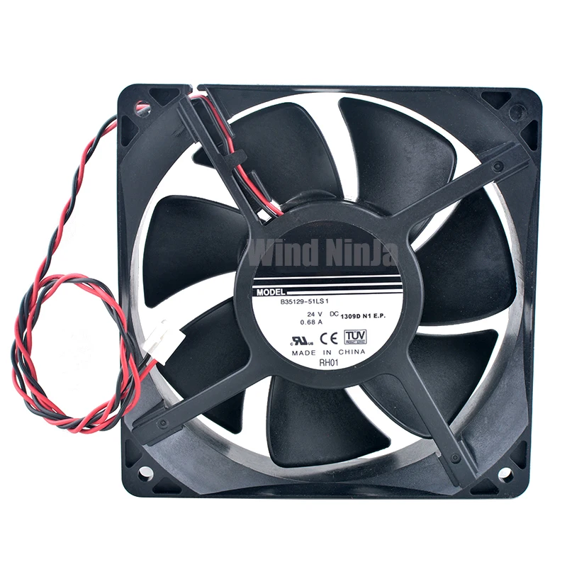 B35129-51LS1 Ventilador de refrigeración con rodamiento de bolas doble 12 cm 120 mm 120 x 120 x 38 mm DC24V 0.68A 2 pines para fuente de alimentación del convertidor de frecuencia