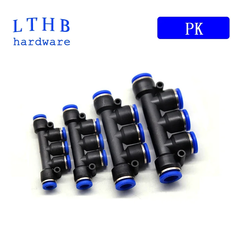 Accesorios neumáticos de aire, conectores de liberación rápida PK 6mm 8mm 10mm 12mm, plástico, 5 vías, accesorio para manguera de aire, piezas neumáticas