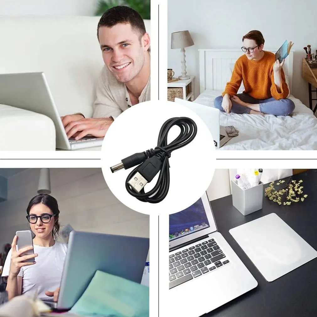 Adaptador de Cable de alimentación de CC, enchufe USB de 5,5x2,1/5,5x2,5 Para enrutador de cámara, tira de luz Led, línea de Cable de 0,8 m - imagen 3