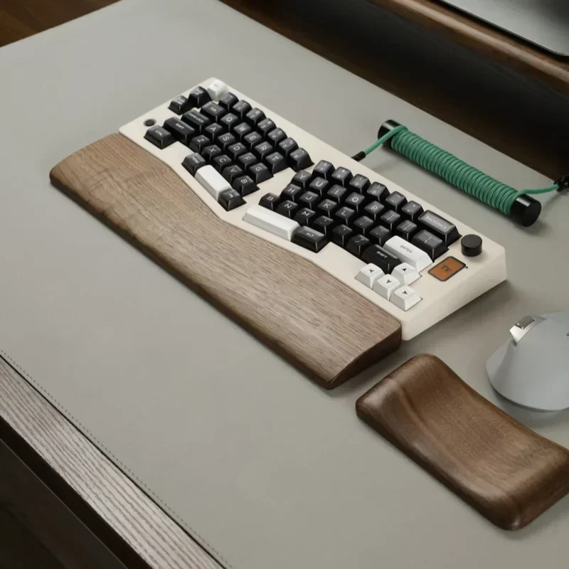 ABM066 teclado personalizado de madera de nogal, reposamuñecas de resina, cómodo, ergonómico, antideslizante - imagen 5