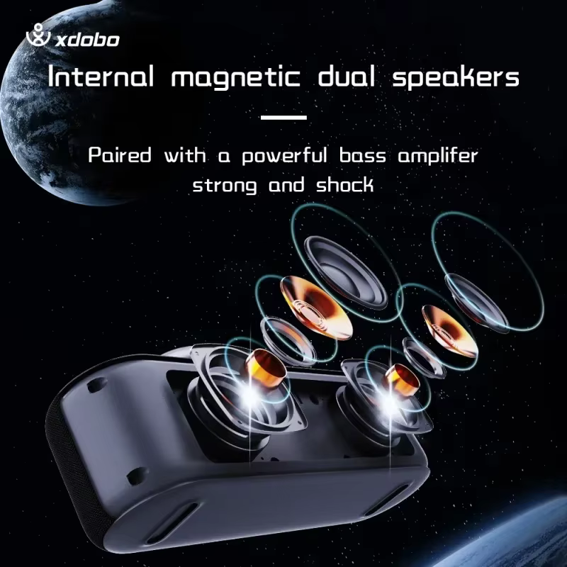 XDOBO Star-altavoz inalámbrico con Bluetooth, barra de sonido de 100W con proyector de luz, modo TWS, sonido estéreo envolvente 3D, compatible con AUX, USB, TF - imagen 4