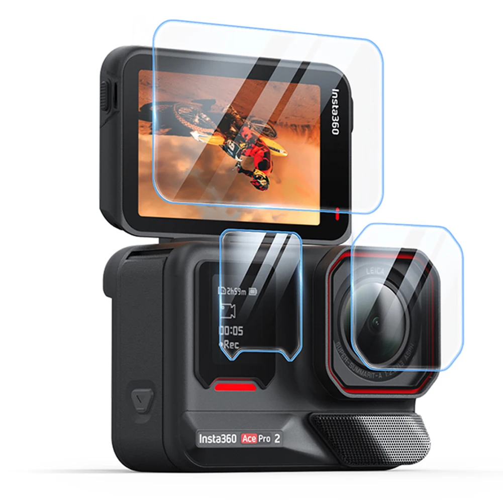 Película de vidrio templado, protección de lente de dureza 9H, película protectora antiarañazos y antibolos para Insta360 Ace Pro 2