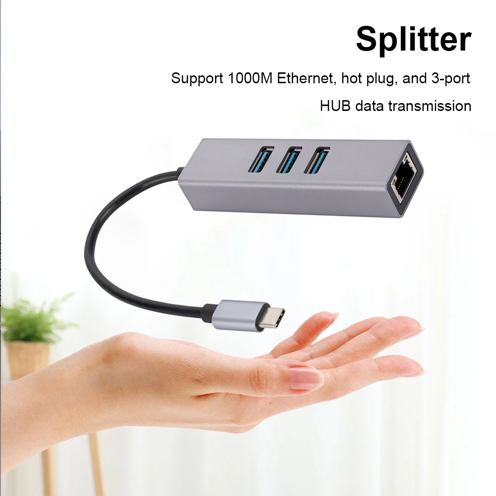 Hub de estación de acoplamiento USB3.0 4 en 1 con tres puertos USB 3,0 y adaptador Ethernet LAN RJ45 de 1000Mbps para PC portátil Windows MacOS - imagen 4