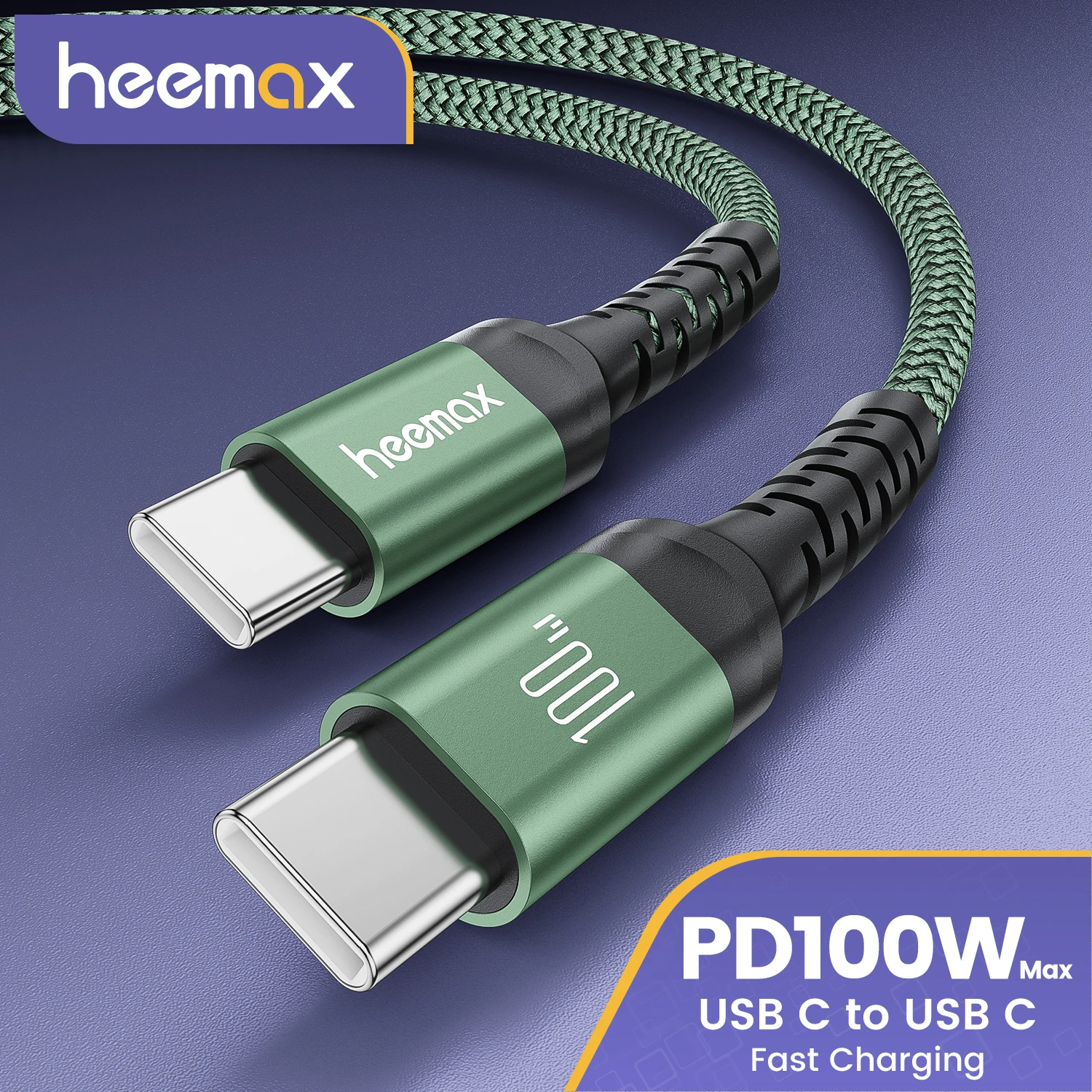 HEEMAX 100W Max USB C a tipo C Cable PD3.0 Cable de carga rápida para iPhone 15 16 Macbook Samsung Oneplus Xiaomi OPPO