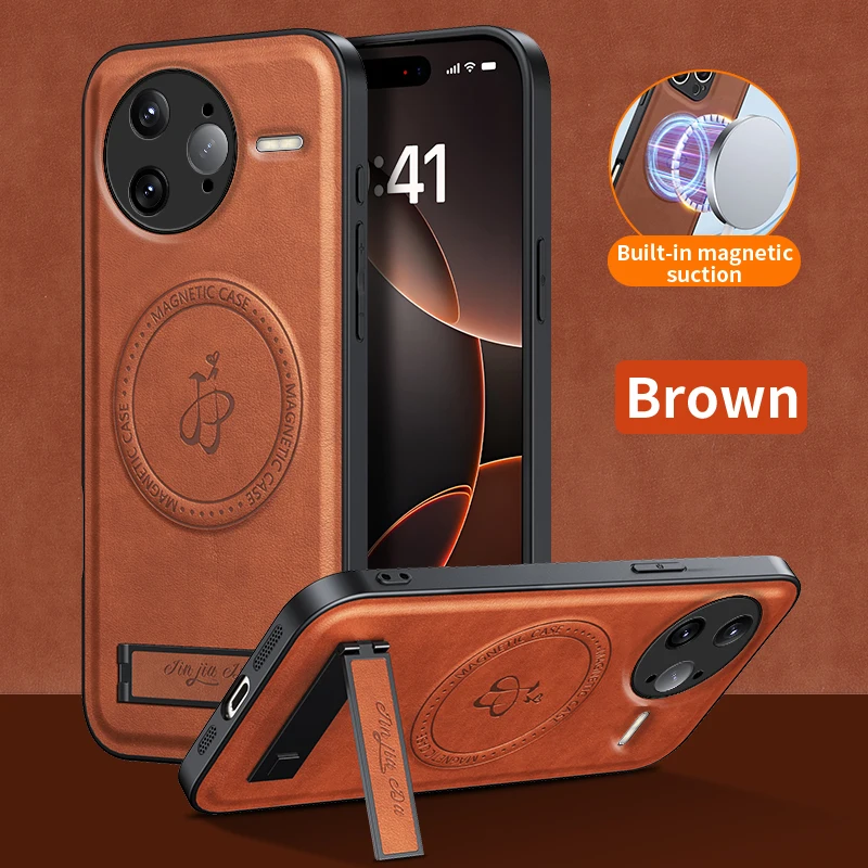 Leather Stand Case for Xiaomi POCO F7 Pro F7 X7 5G Magnetic Holder Cover Mag-safe Charge Shockproof Full Camera Shell Fundas