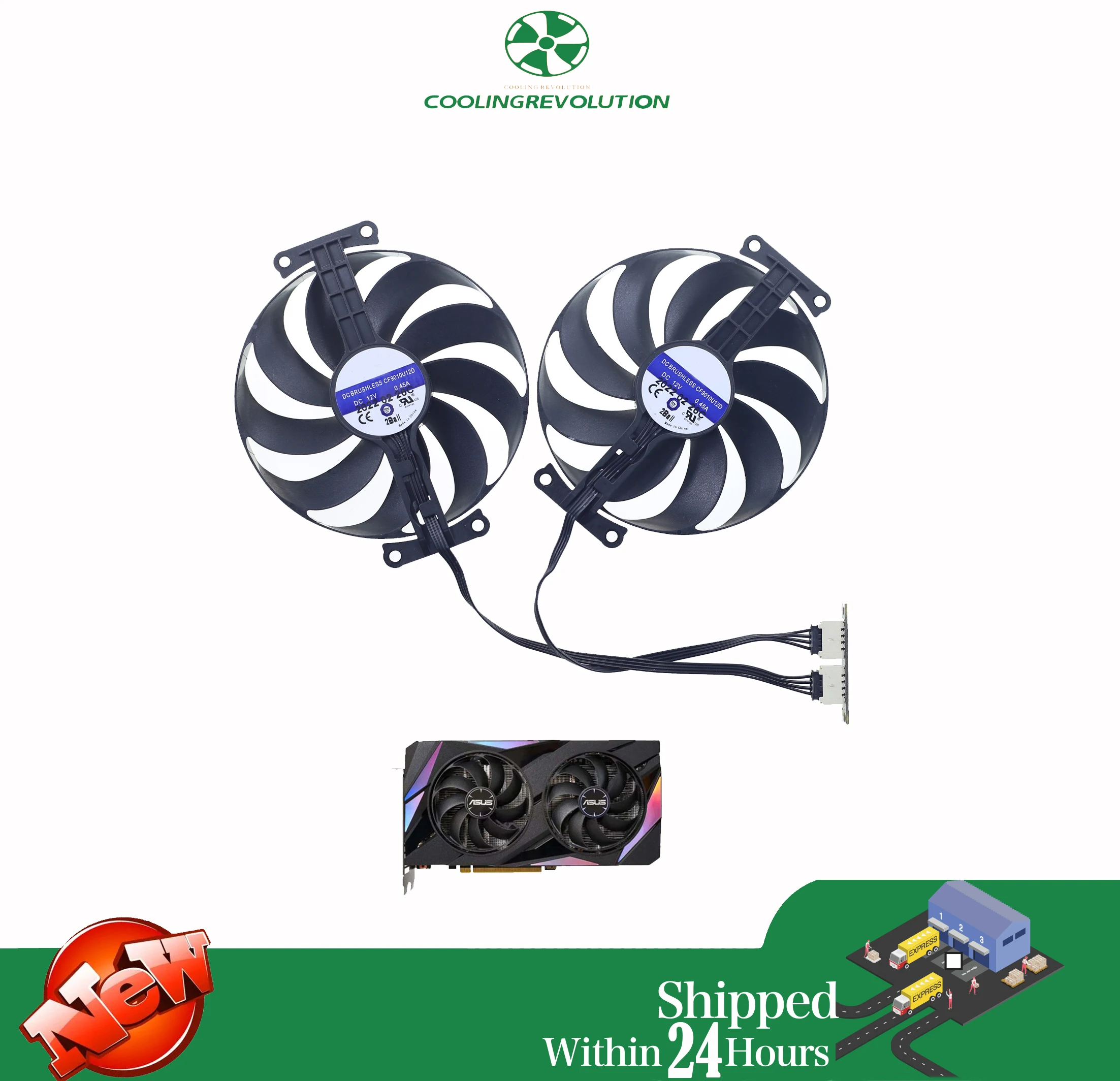 Ventilador para tarjeta gráfica CF9010U12D de 87 mm para ASUS ATS GeForce RTX 3050-O8G-GAMING - imagen 2
