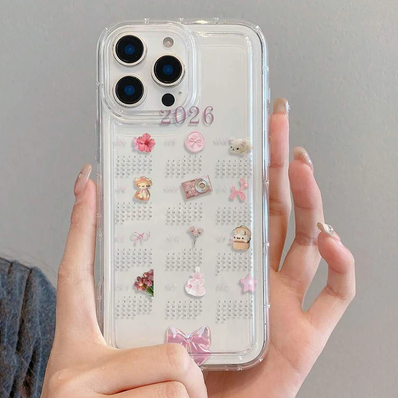 Funda de teléfono para Xiaomi Mi 13T 12T Pro 14 13 patrón de calendario cojín de aire funda de silicona transparente para Poco X6 F5 F7 Pro