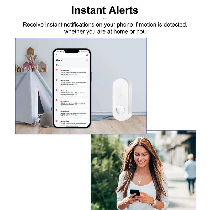 Tuya-Sensor infrarrojo PIR WiFi, Detector de movimiento humano, dispositivos antirrobo de seguridad para el hogar, aplicación Smart Life, funciona con Alexa y Google Home - imagen 5