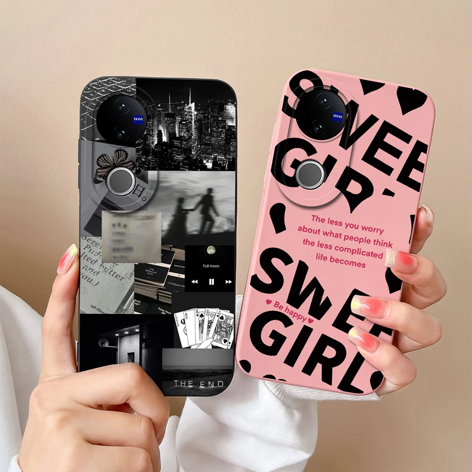 Para Vivo V50 Lite funda bonita de dibujos animados carcasa de teléfono suave cubierta trasera de silicona líquida para Vivo V 50 protección completa parachoques a prueba de golpes - imagen 5