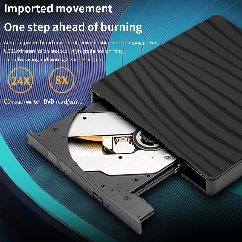 TISHRIC tipo C USB 3,0 reproductor de CD y DVD externo RW DVD CD escritor unidad grabadora lector unidad de CD de DVD externa para ordenador portátil de escritorio - imagen 2