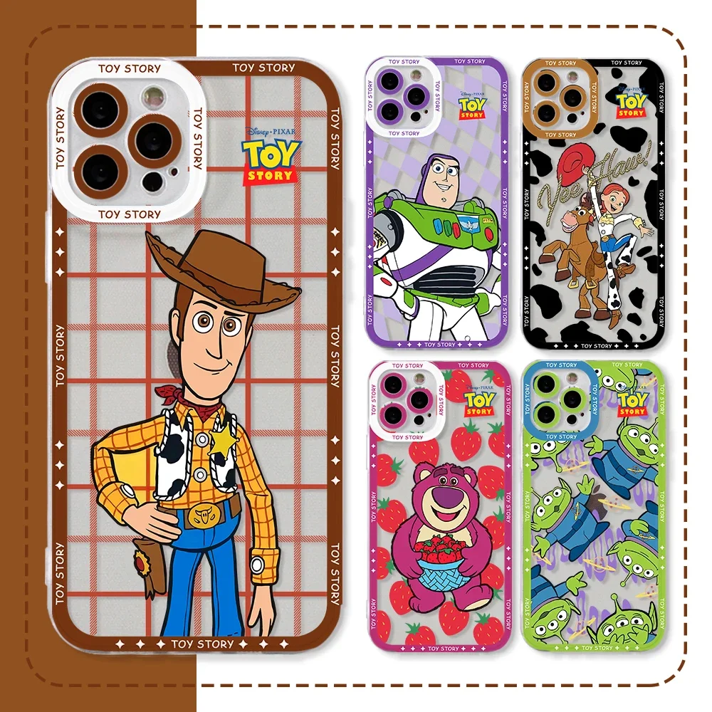 Toy Story-funda de teléfono Woody Alien para iPhone 16, 15, 14, Plus, 13, 12, Mini, 11 Pro Max, X,s, XR 7, 8, funda suave transparente con estampado de borde