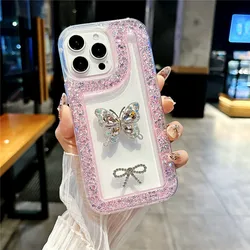 Funda iPhone antigolpes silicona brillante mariposa tridimensional