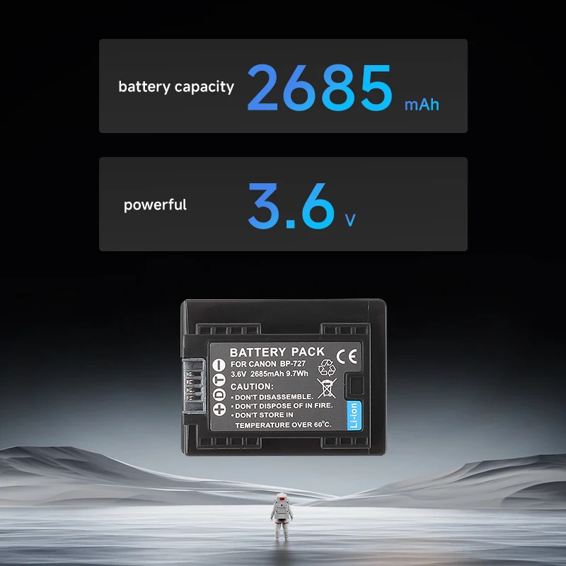 Batería de repuesto confiable BP-727: sin efecto de memoria para videocámaras Canon Vixia HF R40 R60 - imagen 5