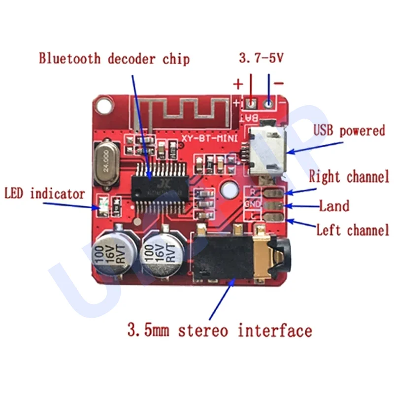 Placa receptora de Audio Bluetooth Micro Bluetooth 5,0 MP3 placa decodificadora de Audio para coche sin pérdidas módulo de música estéreo inalámbrico 3,7-5V - imagen 2