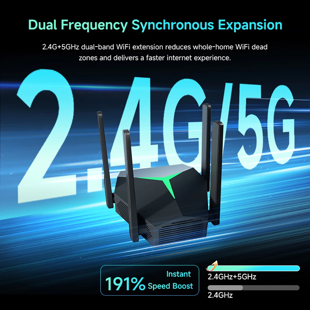 Kebidumei AC1200 repetidor WiFi inalámbrico amplificador 2,4/5G WiFi amplificador de señal extensor enrutador para red doméstica Wlan WiFi repetidor - imagen 3