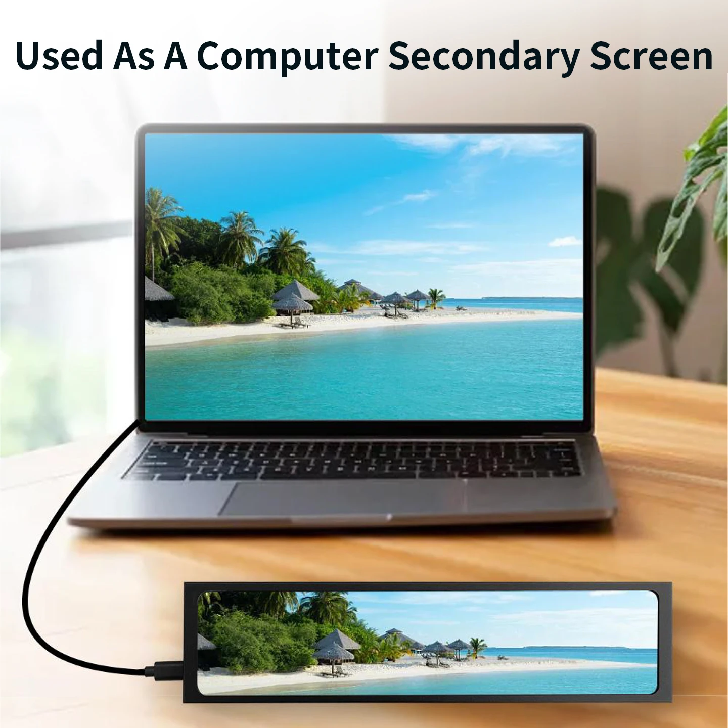 Pantalla secundaria de computadora USB tipo C LCD IPS 1920x440 de 11,26 pulgadas 170 °   Monitor de visión amplia Reproductor de vídeo Álbum de fotos electrónico - imagen 5