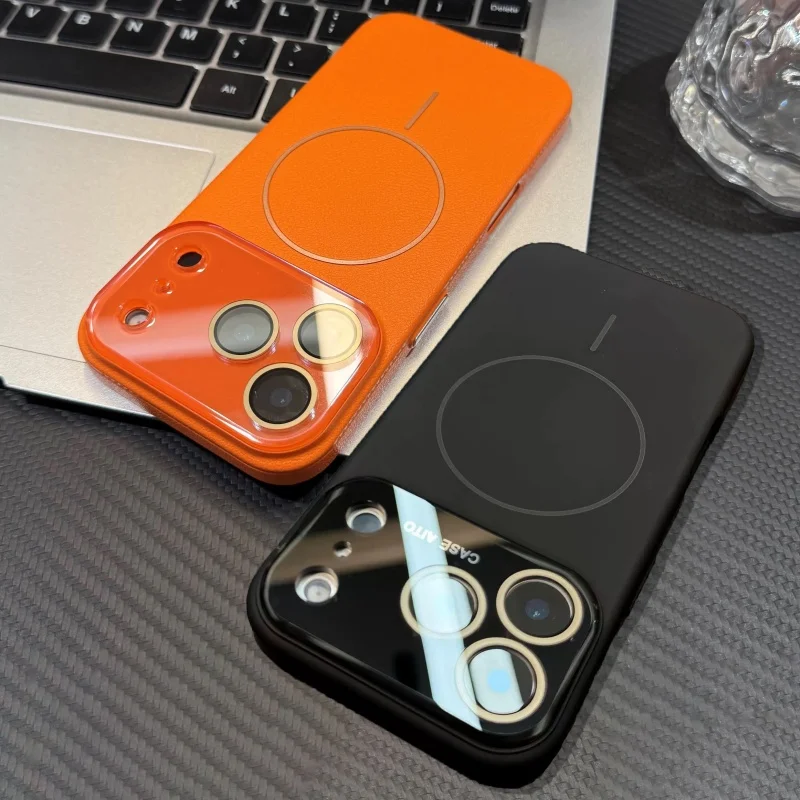 Funda magnética líquida de lujo para lente de cristal Magsafe para iPhone 17 Air 16 15 14 13 12 Pro Max carga inalámbrica cubierta suave y suave