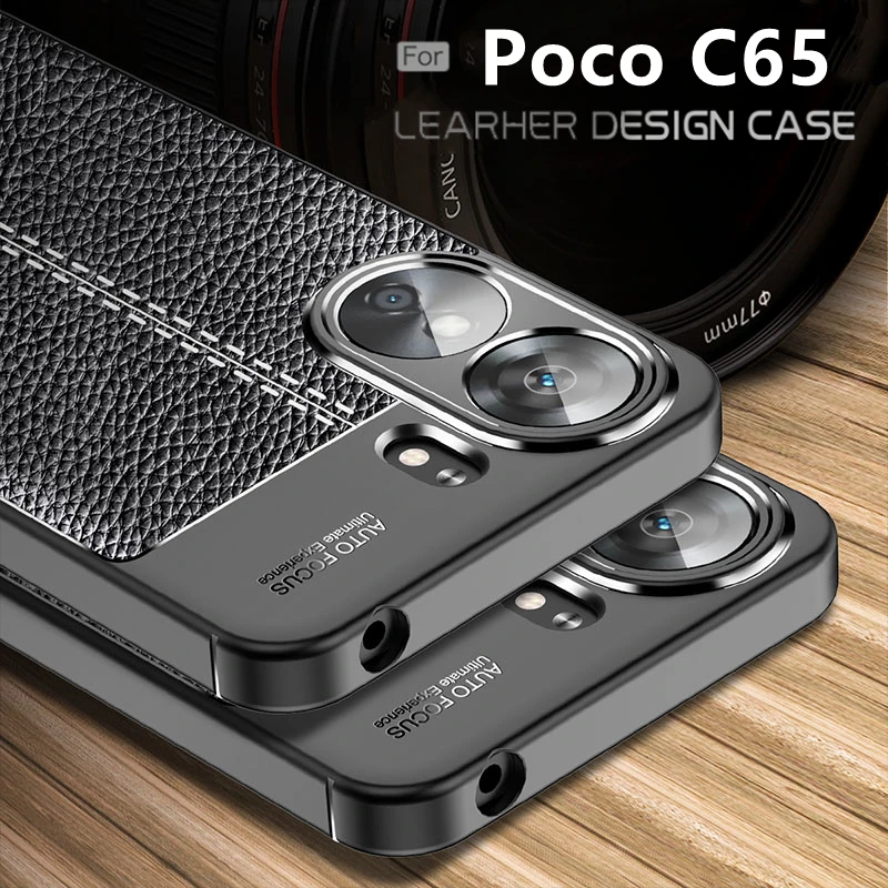 Funda de cuero suave a prueba de golpes para Xiaomi Poco C65, cubierta trasera para teléfono, TPU