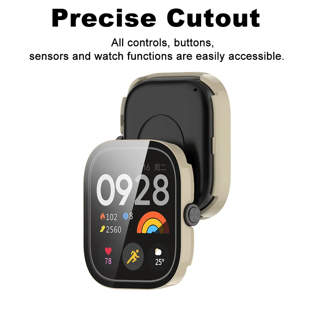 Funda de PC + vidrio templado para Redmi Watch 5 Protector de pantalla parachoques antiarañazos Redmi Watch 5 eSIM funda protectora para reloj inteligente