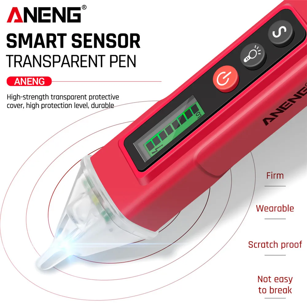 Probador de pluma de voltaje ANENG VC1010 12-1000V AC Detector de doble sensibilidad NCV comprobador automotriz hogar DIY Volt Stick herramientas de cable vivo - imagen 3