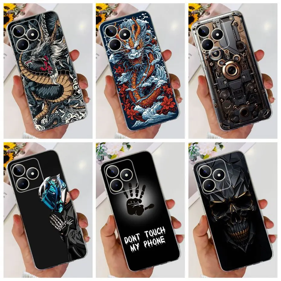 Para Realme Note 50 RMX3834 funda con patrón de estilo Metal de dragón a la moda para Realme Note50 fundas de teléfono de silicona suave TPU