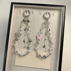 Correa para móvil con mariposa y diamantes de imitación