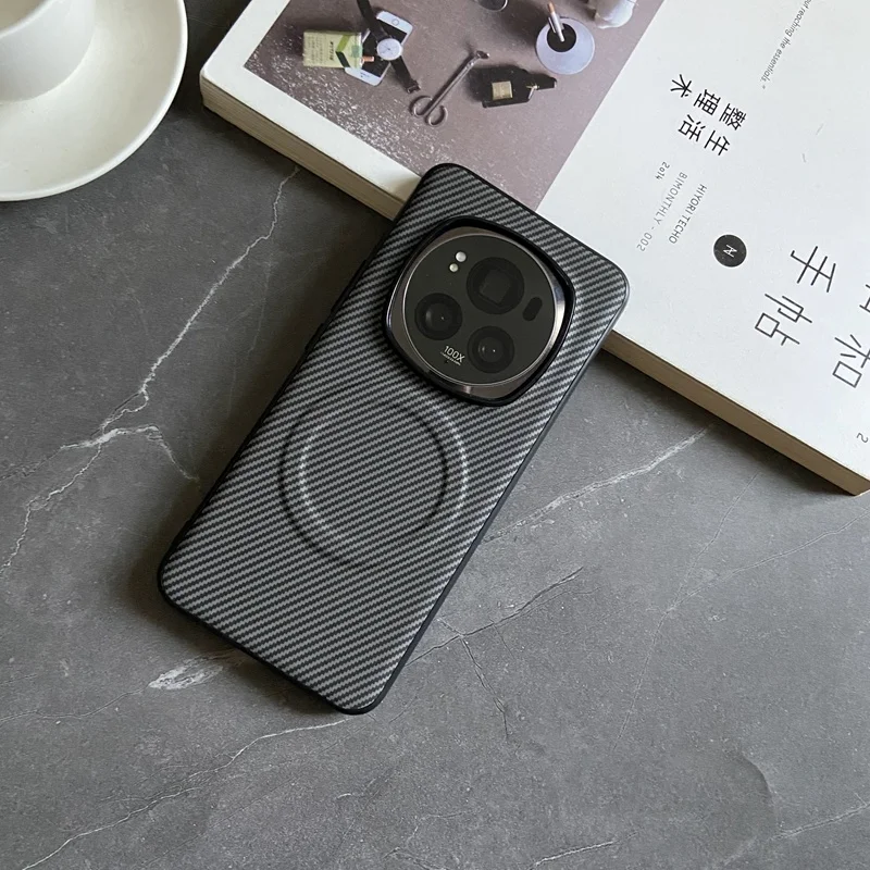 Funda Magsafe para Honor Magic 7 6 5 Pro, elegante sensación de piel, funda a rayas de fibra de carbono para Huawei Honor Magic7 Pro, parachoques a prueba de golpes - imagen 5
