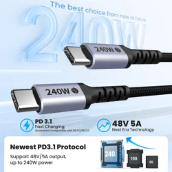 CYANMI Cable USB-C 240W PD Carga Rápida iPhone 15 MacBook iPad